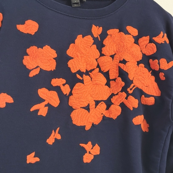 J. Crew Navy Floral Sweater in Small - Picture 5 of 9